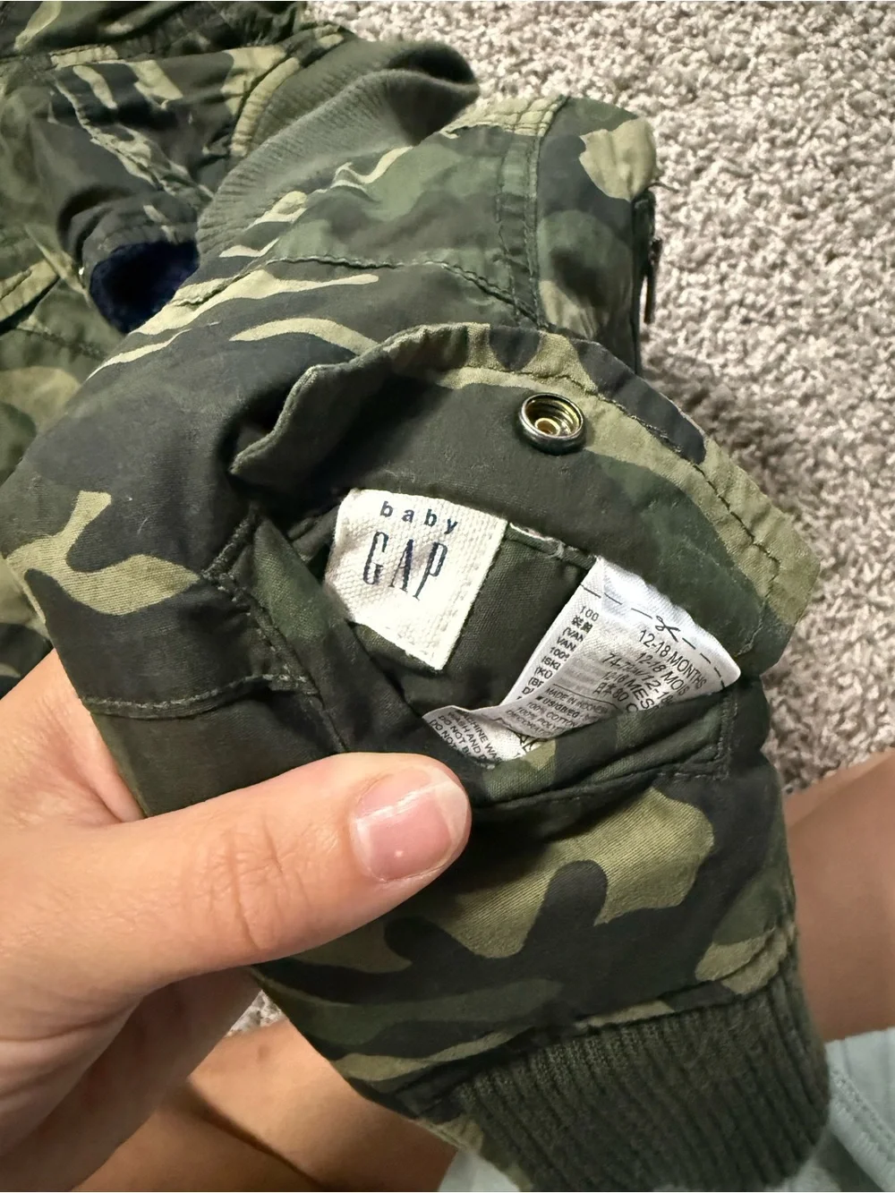 Kids' Reversible Camouflage/ Sherpa Puffer Jacket - Green & Blue